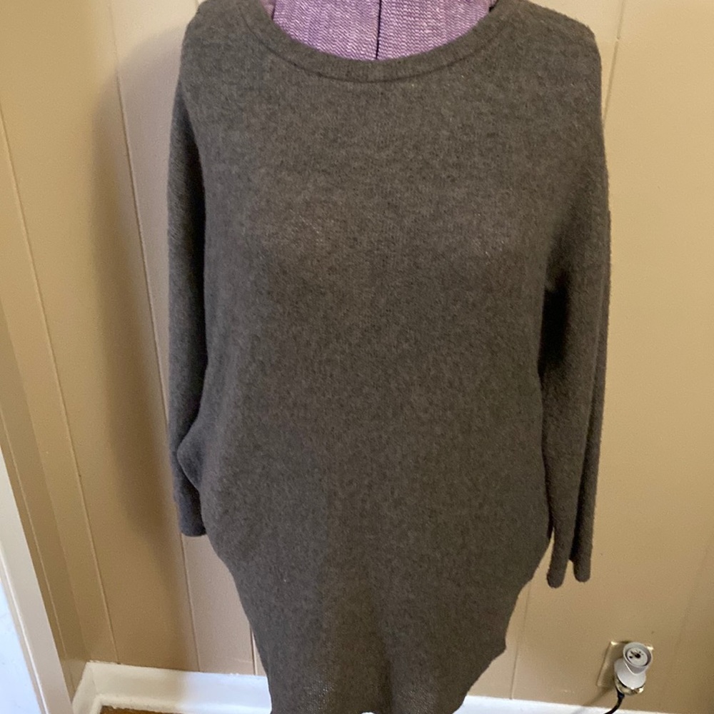 Lumiere Peplum Long Sleeve Sweater Dress - Army Green - S